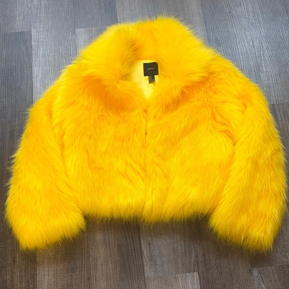 Forever 21 Jackets & Blazers - Forever 21 Bright Yellow Faux Fur Jacket